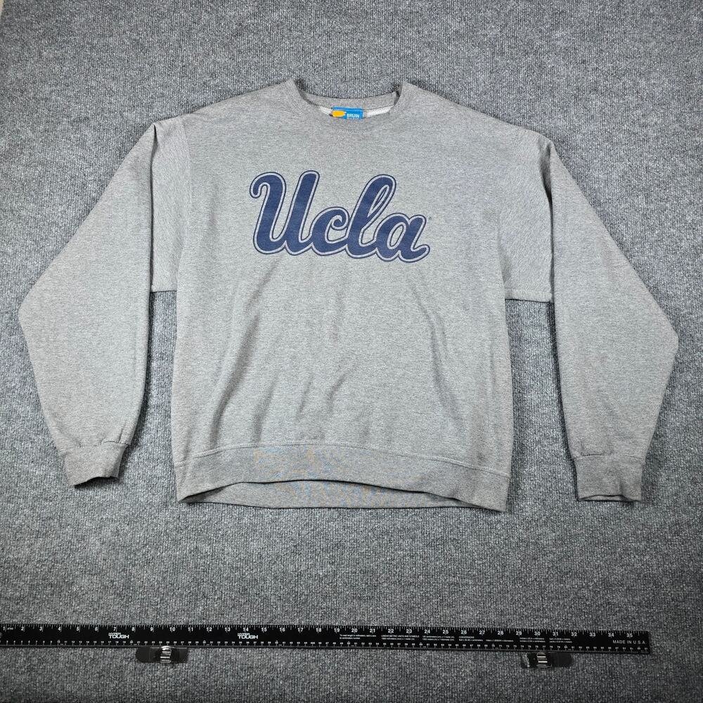 UCLA Bruin Basic Threads Men's Crew Neck Sweater - Script Print - Gray - Large - Picture 4 of 16